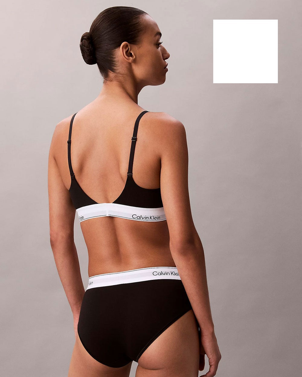 Ck - reggiseno con scollo profondo - icon cotton modall lv00qf8502-100 bianco