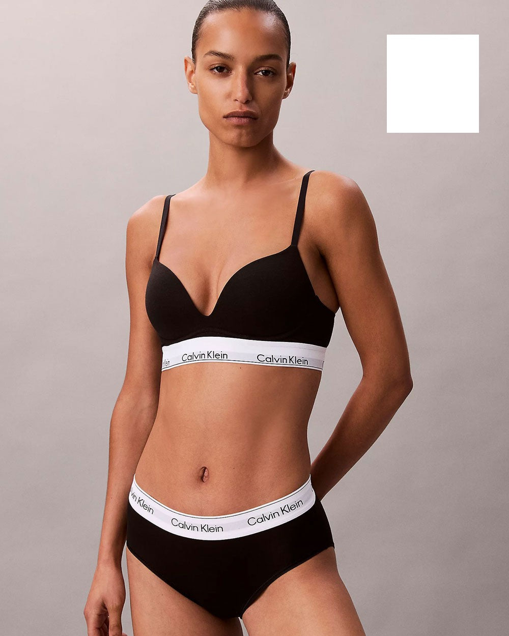 Ck - reggiseno con scollo profondo - icon cotton modall lv00qf8502-100 bianco