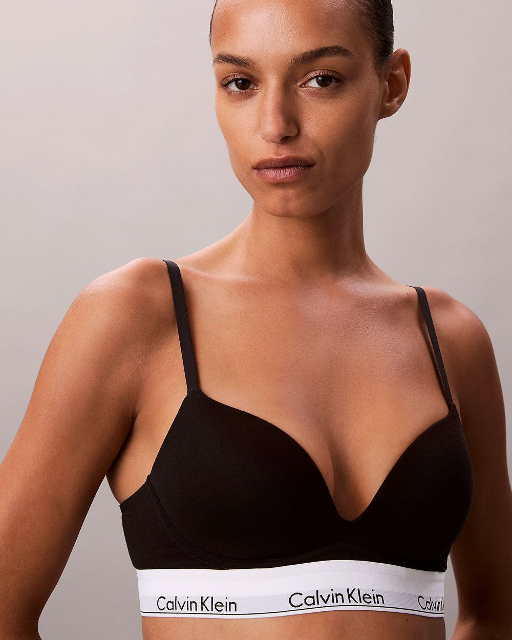 Ck - reggiseno con scollo profondo - icon cotton modal lv00qf8502-ub1 nero