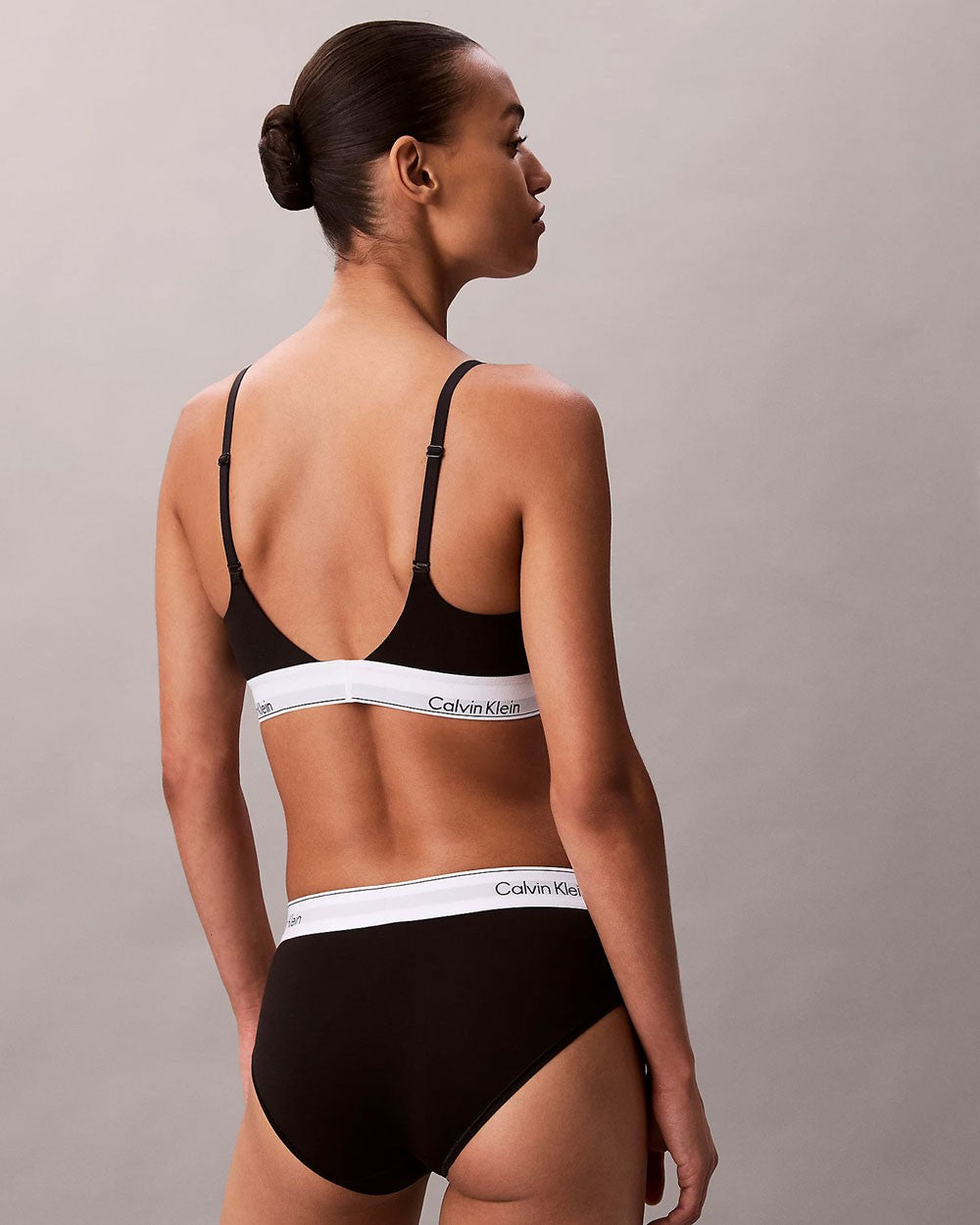 Ck - reggiseno con scollo profondo - icon cotton modal lv00qf8502-ub1 nero