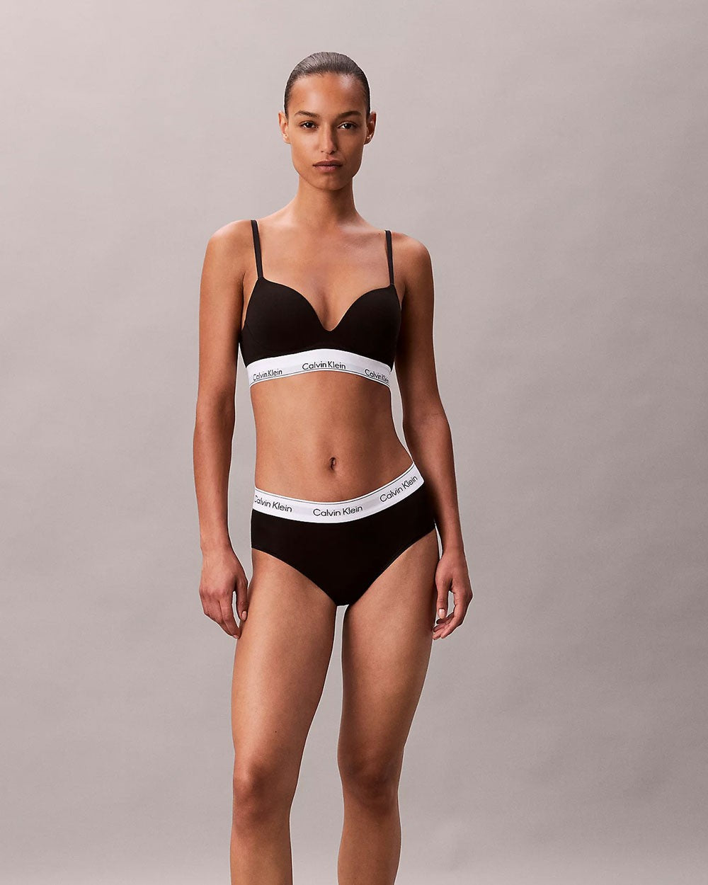 Ck - reggiseno con scollo profondo - icon cotton modal lv00qf8502-ub1 nero