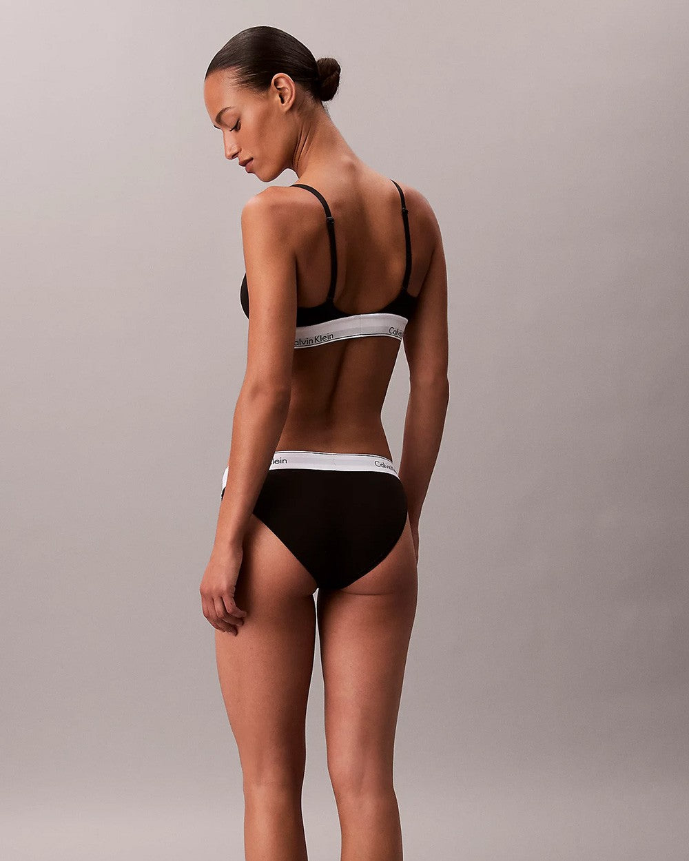 Ck - brassière leggermente foderata - icon cotton modal lv00qf8498-ub1 nero