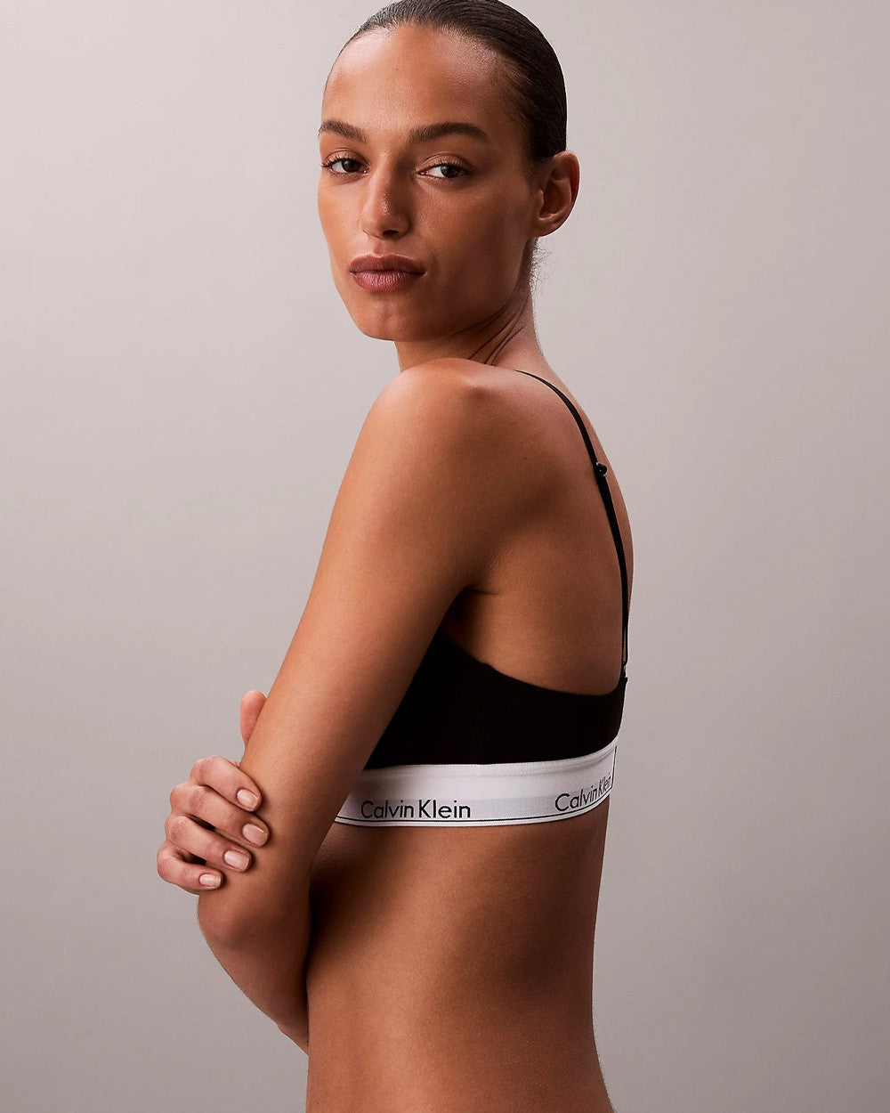 Ck - brassière leggermente foderata - icon cotton modal lv00qf8498-ub1 nero