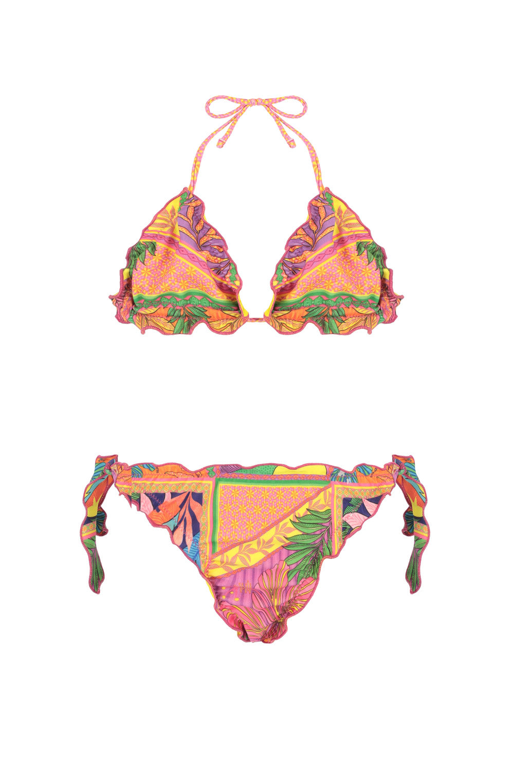 Bimba Bikini Triangolo 4GIVENESS Fantasia Etnica con Lacci 4-14 Anni