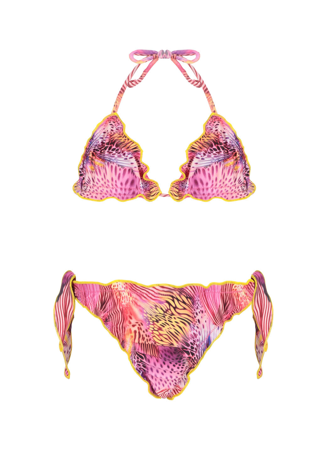 Bimba Bikini Triangolo 4GIVENESS Pink Butterfly con Nodi 4-14 Anni