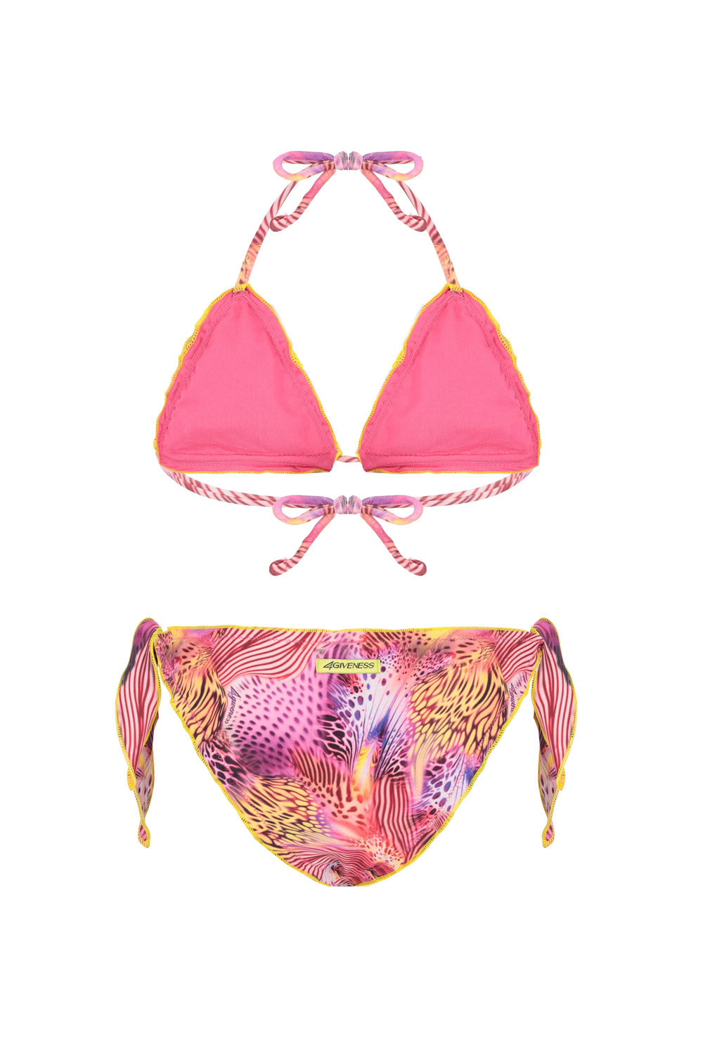 Bimba Bikini Triangolo 4GIVENESS Pink Butterfly con Nodi 4-14 Anni
