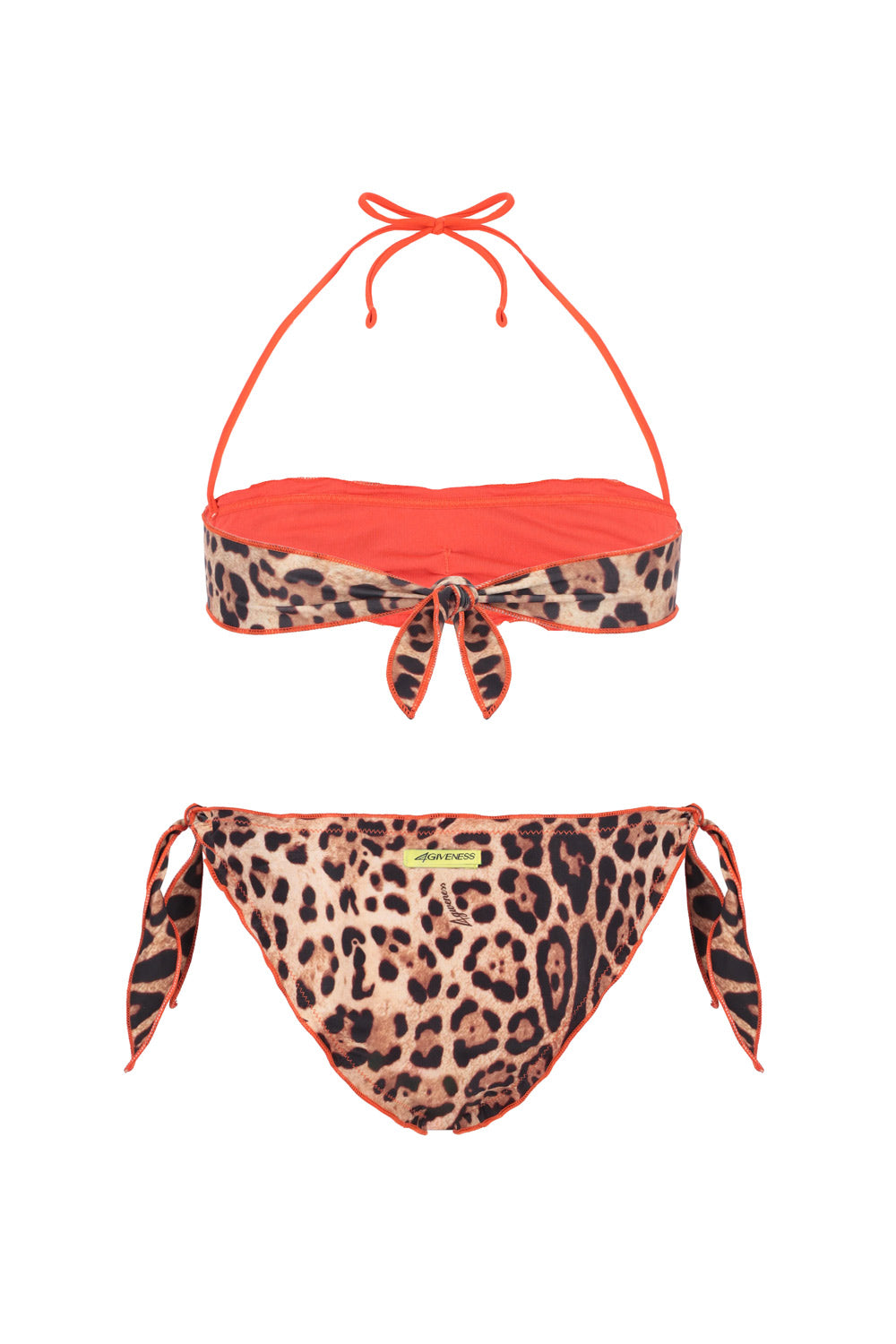 Bimba Bikini Fascia 4GIVENESS Leopard con Slip a Nodi 4-14 Anni