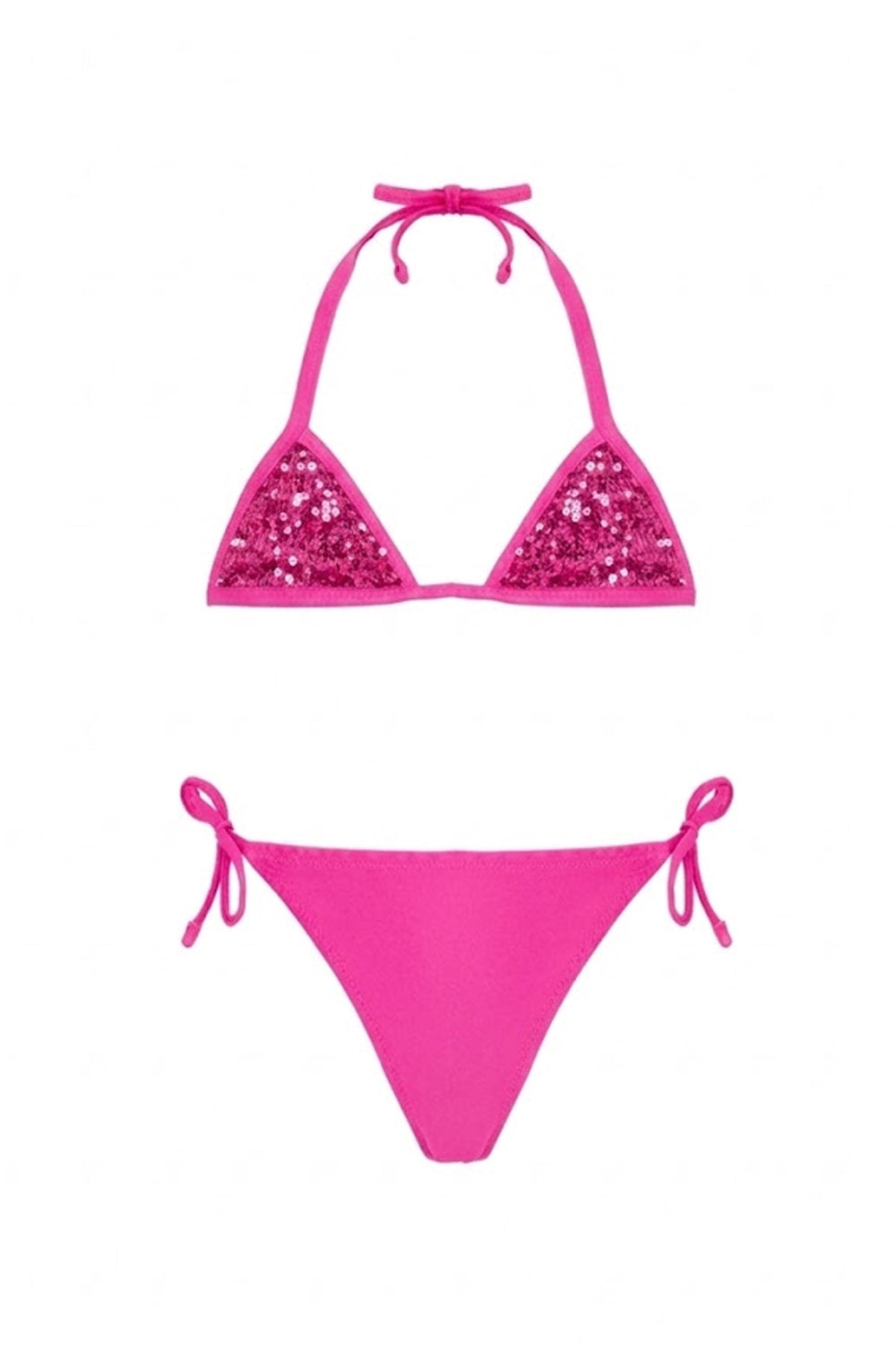 Bimba Bikini Triangolo 4GIVENESS Fucsia con Paillettes 4-14 Anni