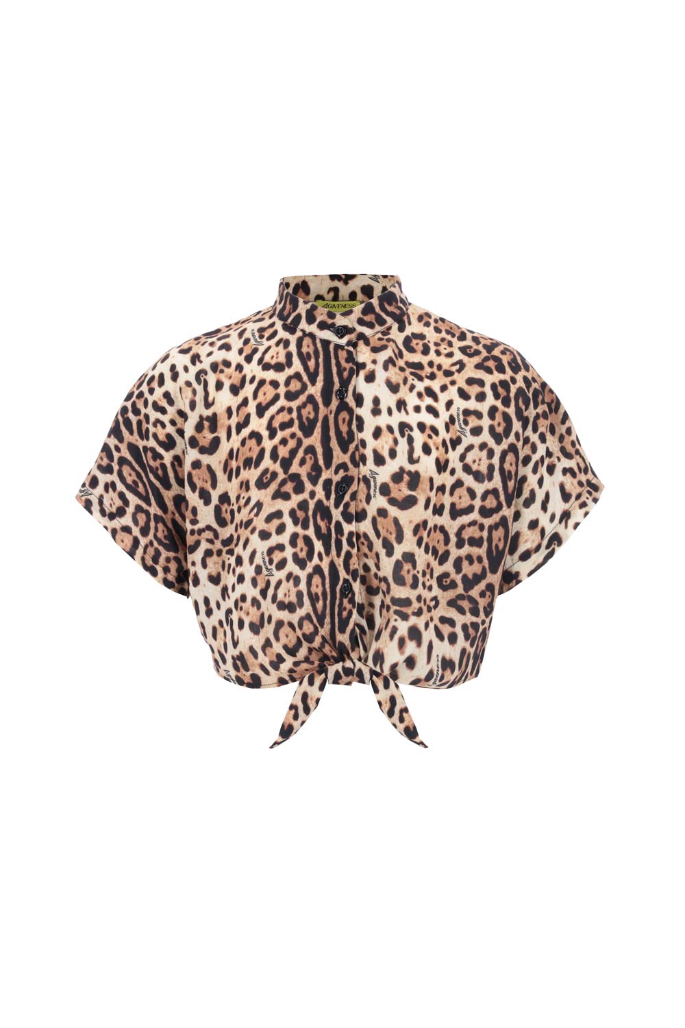 Bimba Camicia Crop 4GIVENESS Leopard in Mussola con Nodo 4-16 Anni
