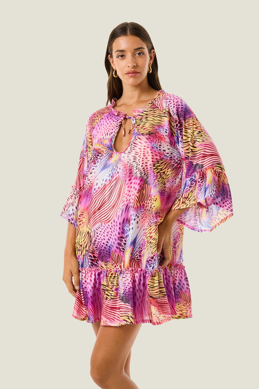 Donna Abito Corto 4Giveness Viscosa Pink Butterfly