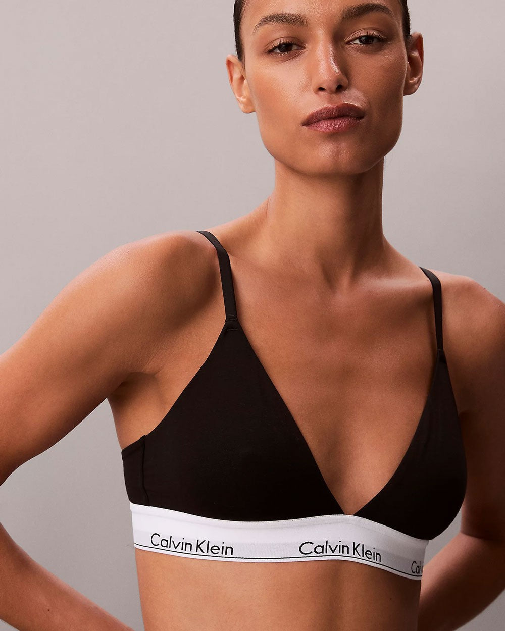 Ck - brassière leggermente foderata - icon cotton modal lv00qf8498-ub1 nero