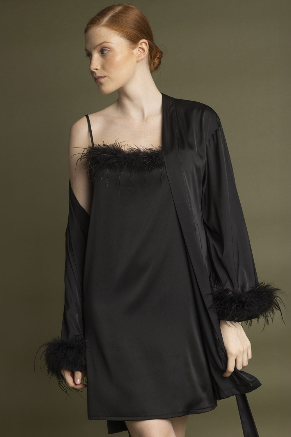 Admas - sottoveste con piume 61322-0-110 nero
