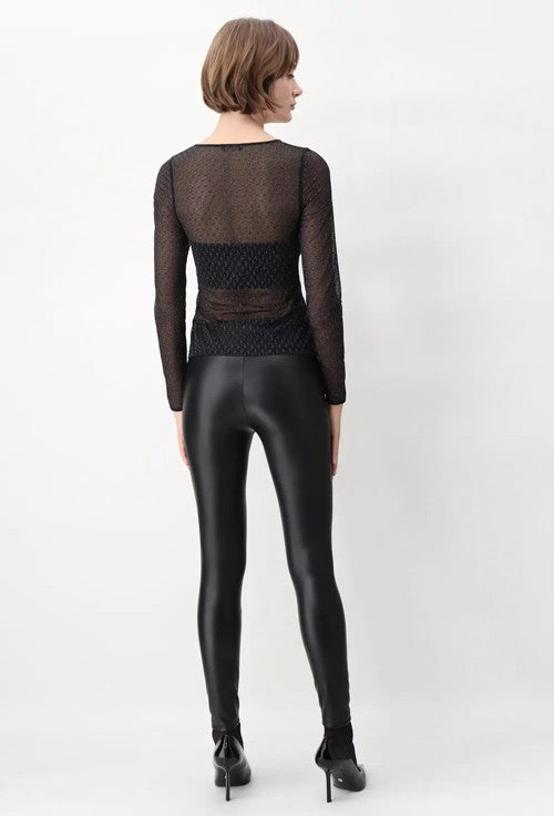 Leggings in eco pelle elasticizzata effetto termico must plus vobt67460 nero