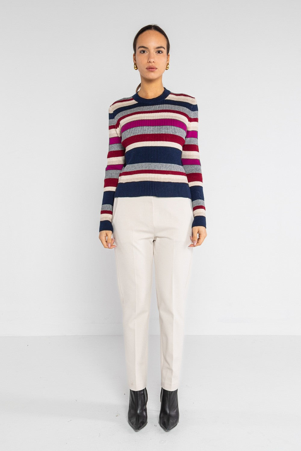 Lokita - pantalone dritto in punto milano 1283 lok022 avorio