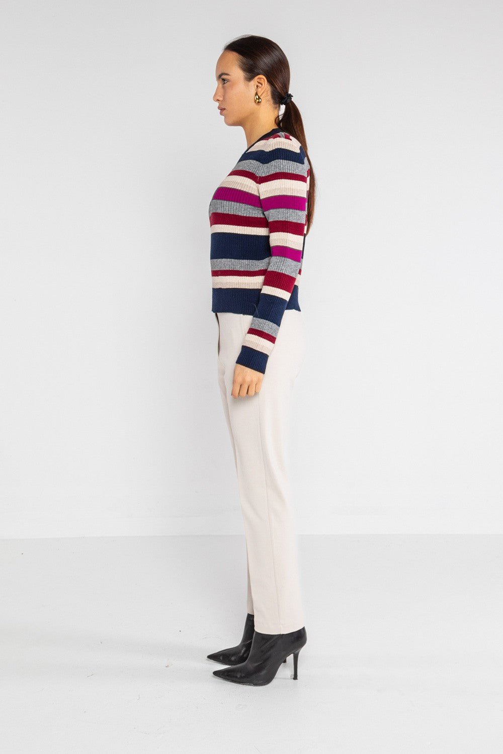 Lokita - pantalone dritto in punto milano 1283 lok022 avorio