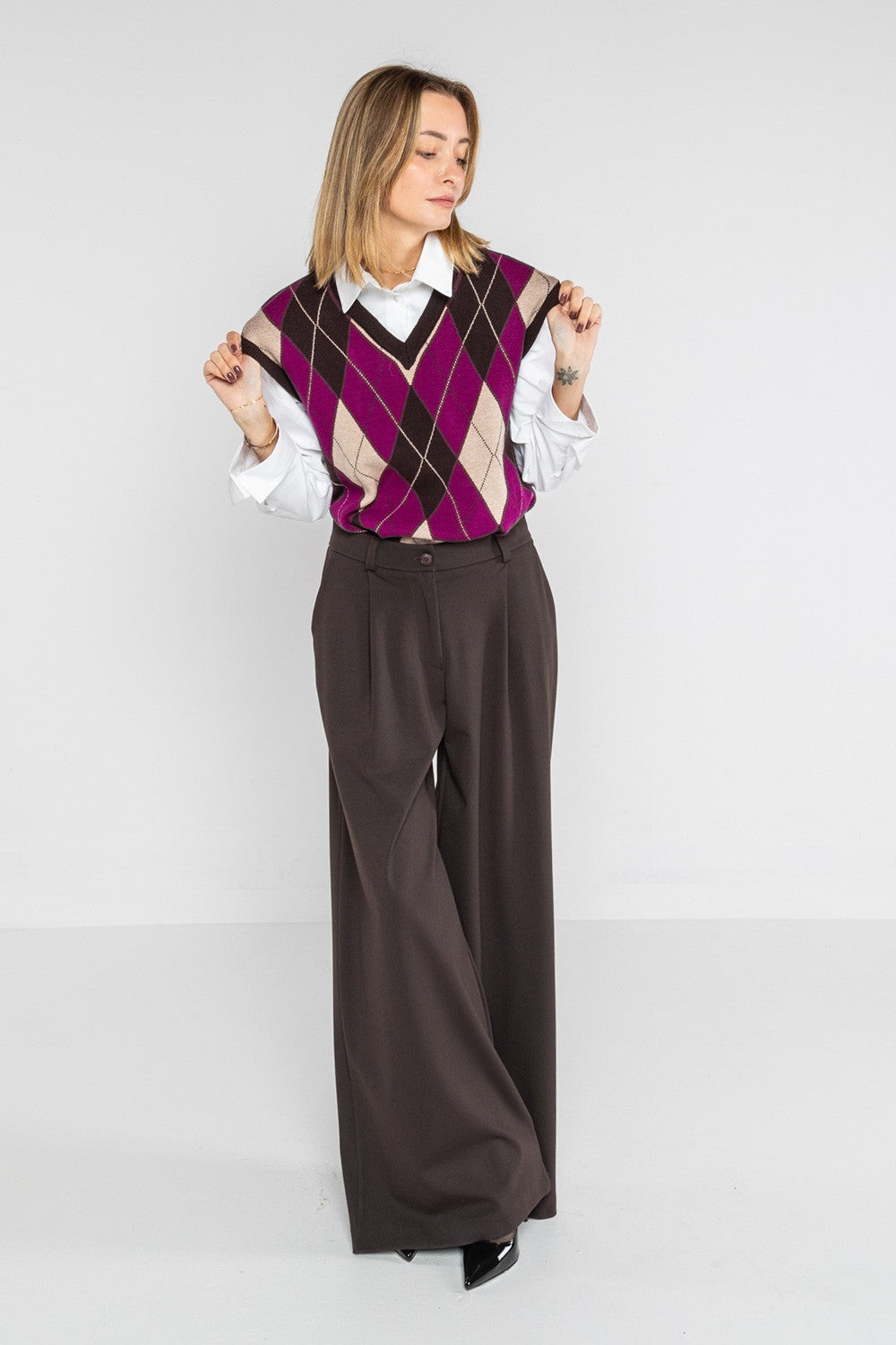 Lokita - pantalone zampetta punto milano 1283 lok024 nero