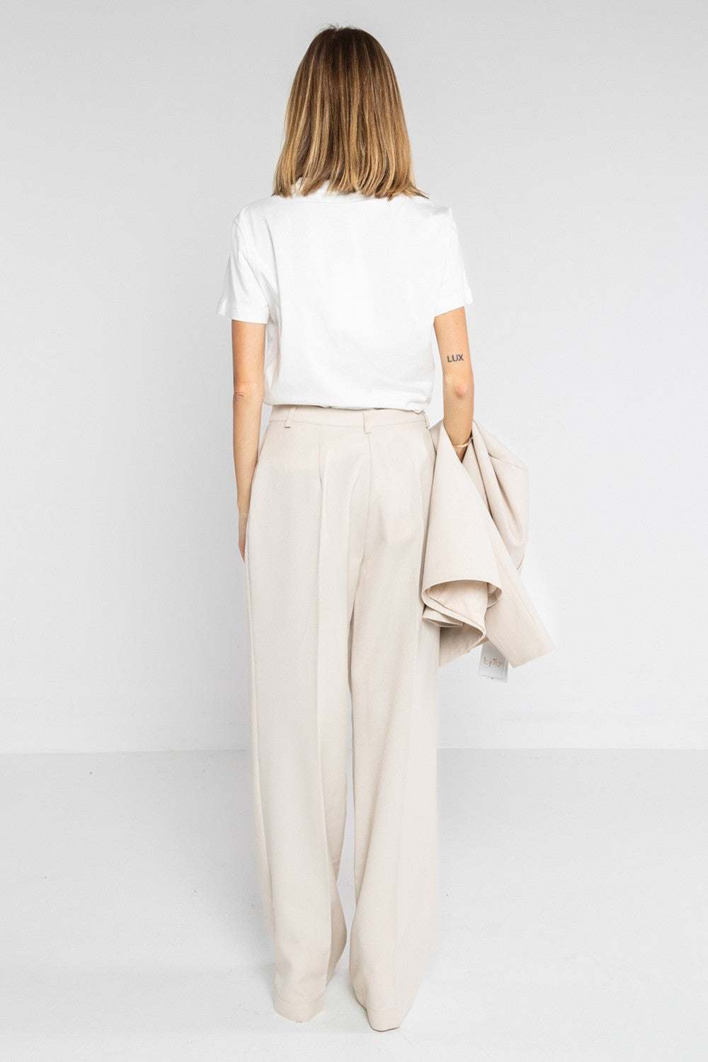 Lokita - pantalone palazzo basic in poly viscosa 1194 lok07905 avorio