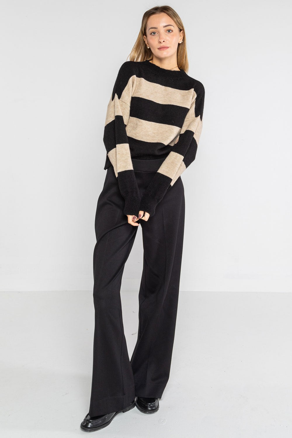 Lokita - pantalone crop in punto roma diagonale 147 lok133pr nero