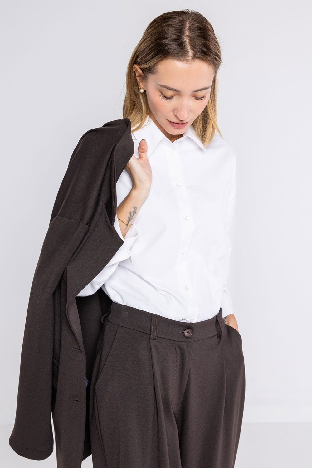Lokita - camicia over tessuto oxford 1263 lok16 bianco