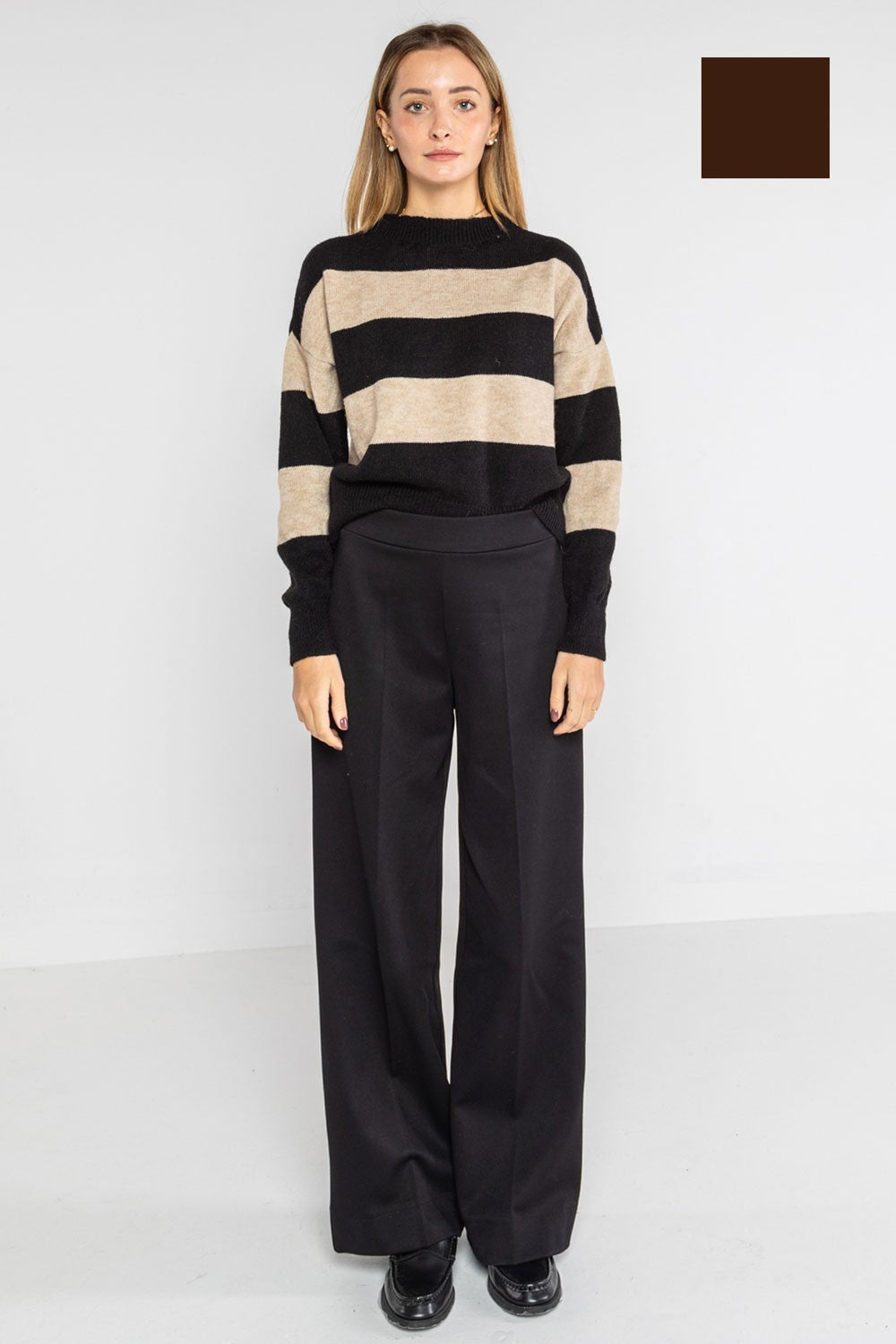 Lokita - pantalone crop in punto roma diagonale 147 lok133pr moro