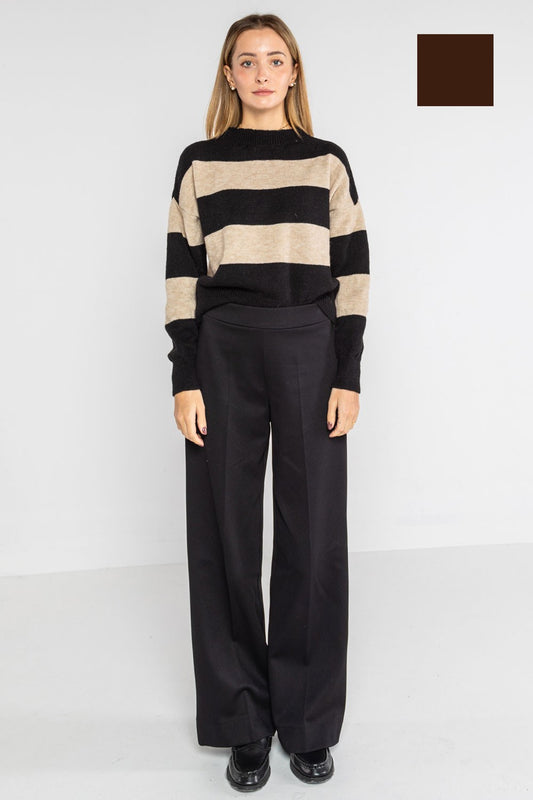 Lokita - pantalone crop in punto roma diagonale 147 lok133pr moro