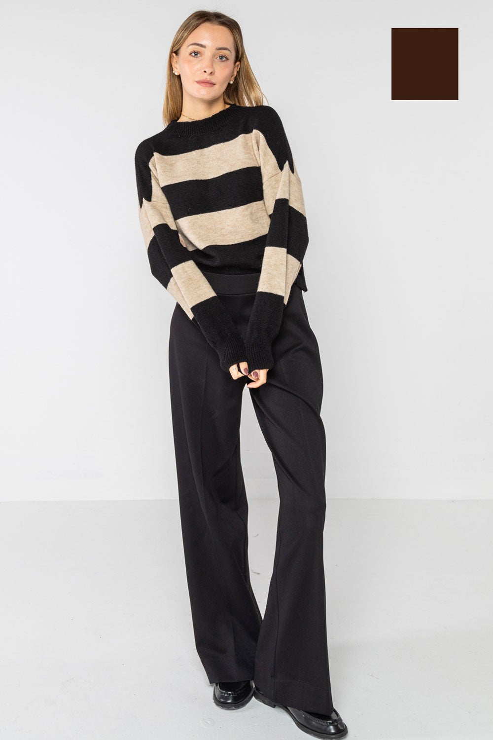 Lokita - pantalone crop in punto roma diagonale 147 lok133pr moro