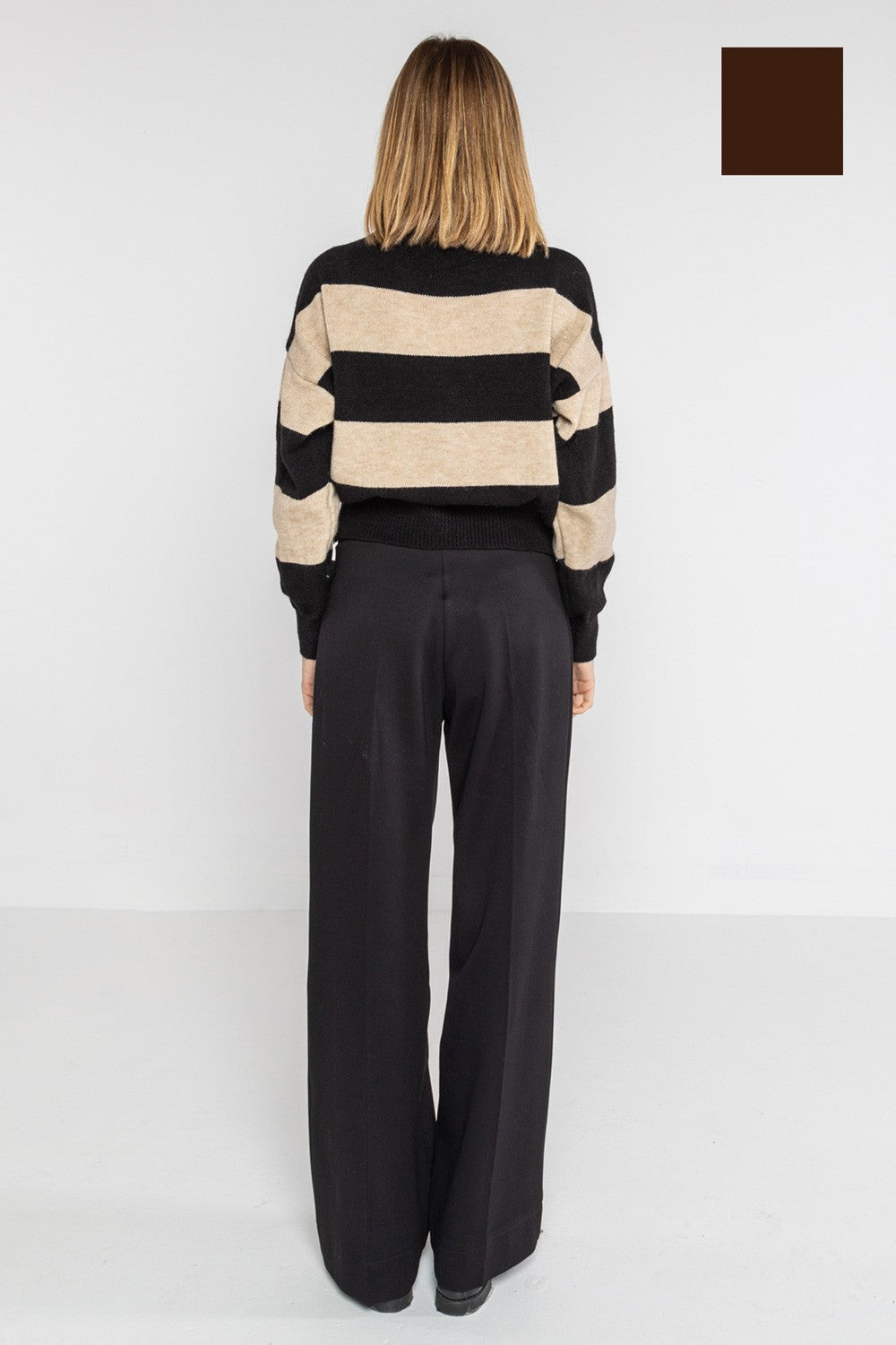 Lokita - pantalone crop in punto roma diagonale 147 lok133pr moro