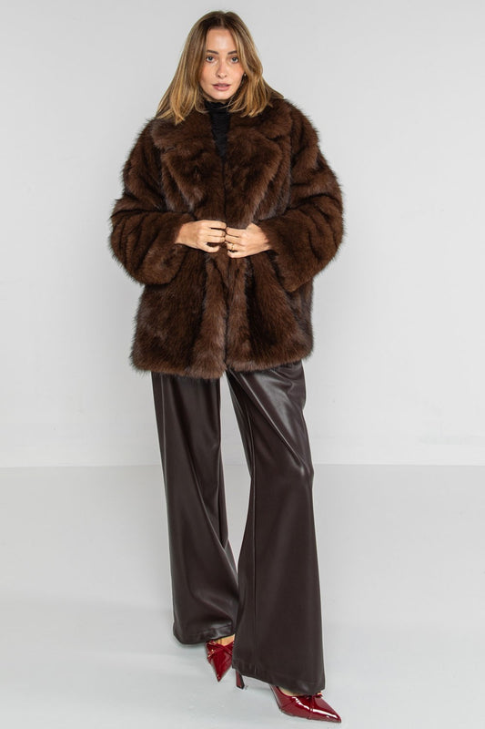 Lokita - pantalone straigt in ecopelle 1214 lok1538 moro