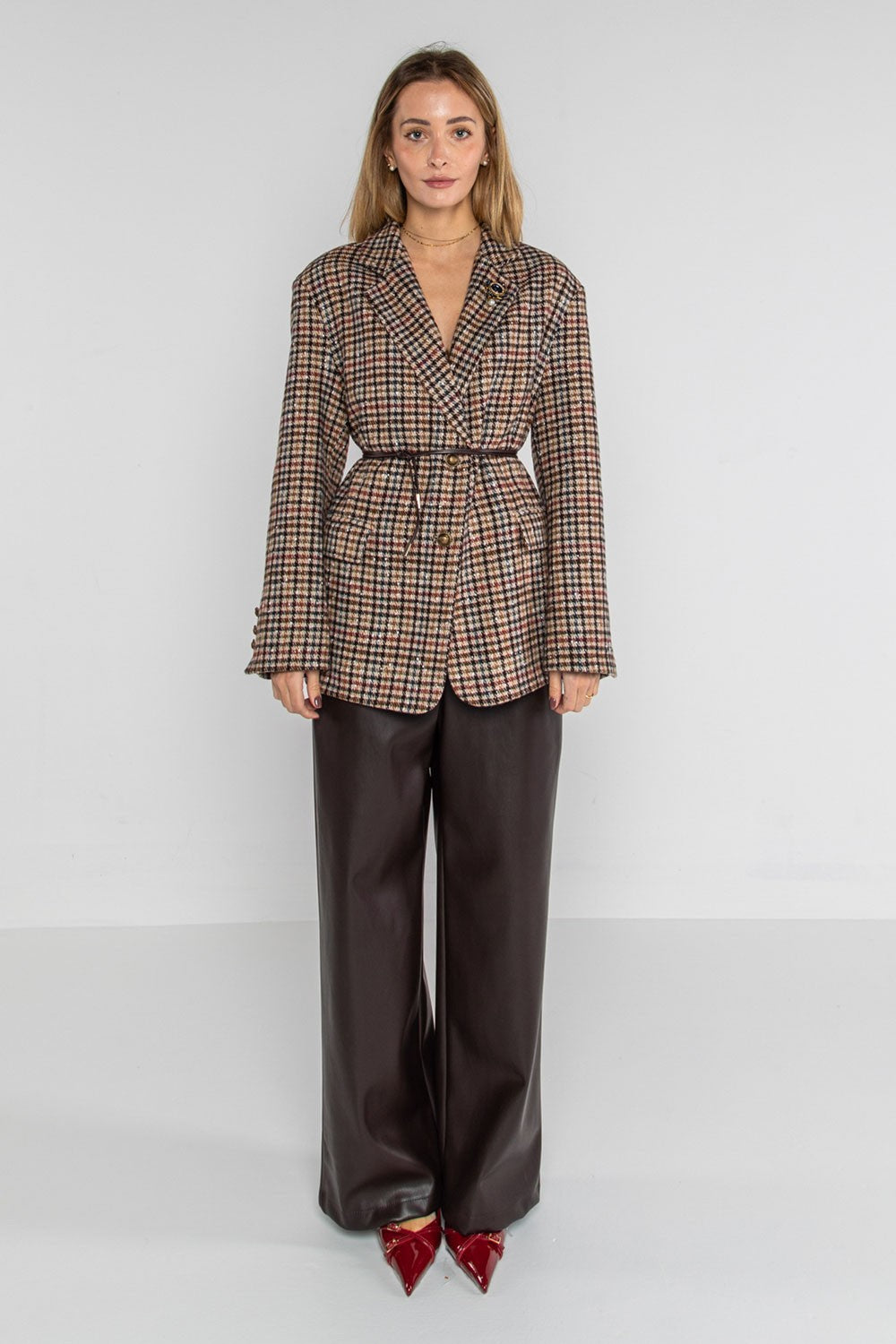 Lokita - pantalone straigt in ecopelle 1214 lok1538 moro