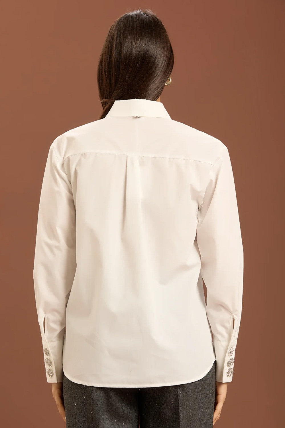 Take two - camicia over in popeline con bottoni gioiello dt02002 bianca