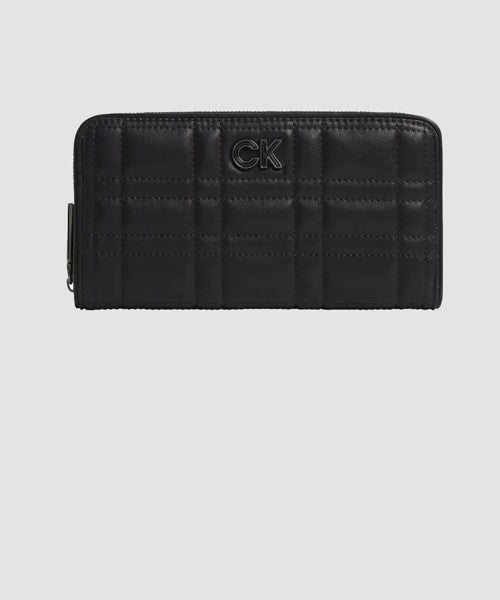 Ck - portafogli donna con cerniera trapuntata k60k609912-bax nero