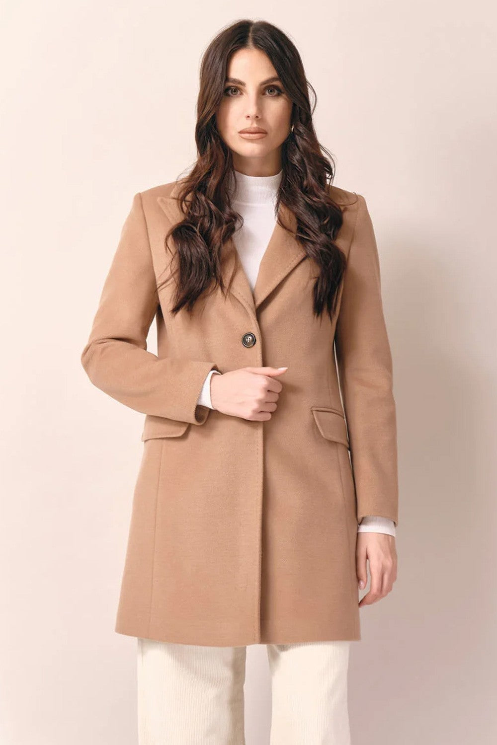 White wise - cappotto baronetto con punto amf  ww19400 cammello