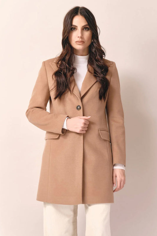 White wise - cappotto baronetto con punto amf  ww19400 cammello
