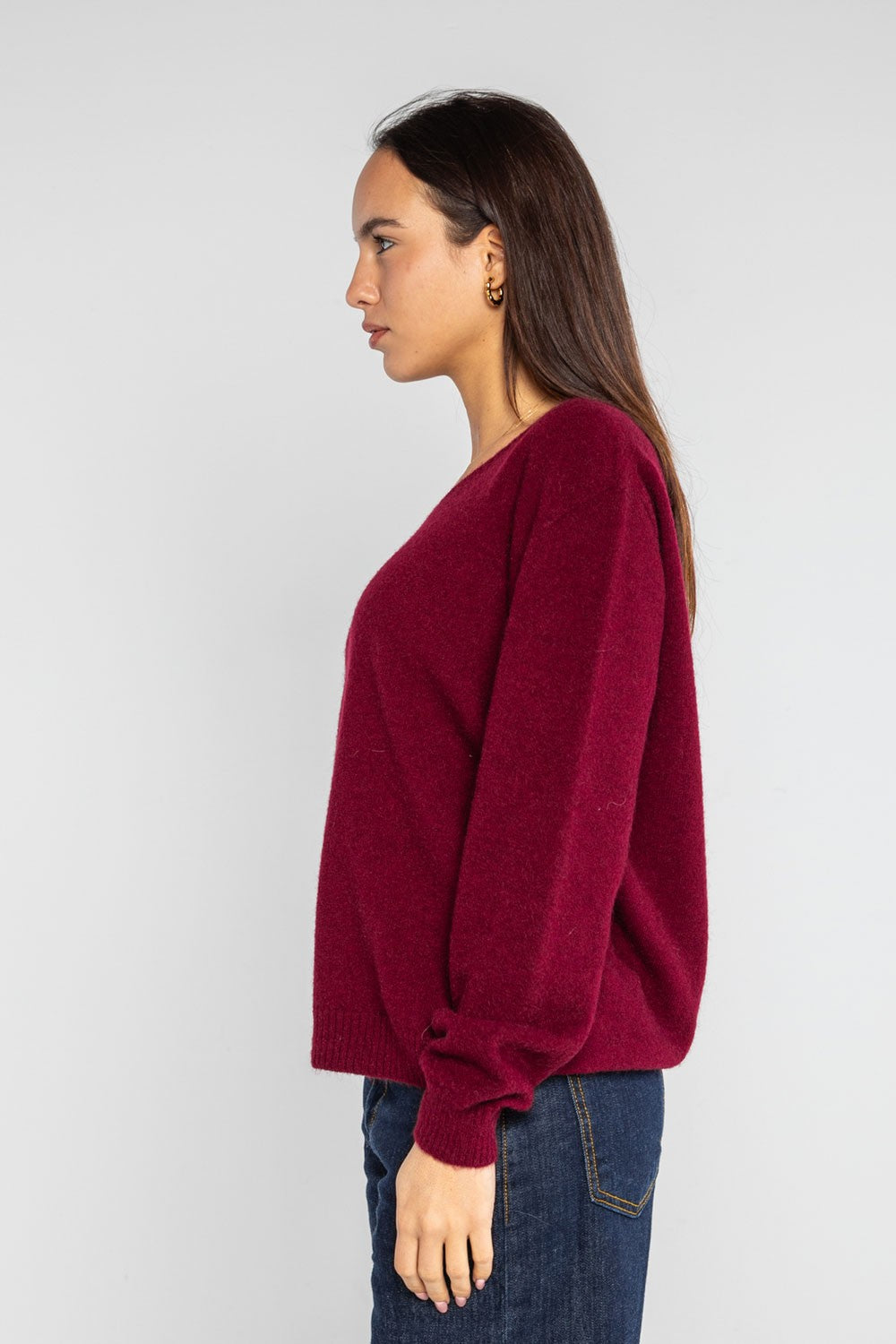 Lokita - pullover scollo a v 1253 lok0910 burgundy