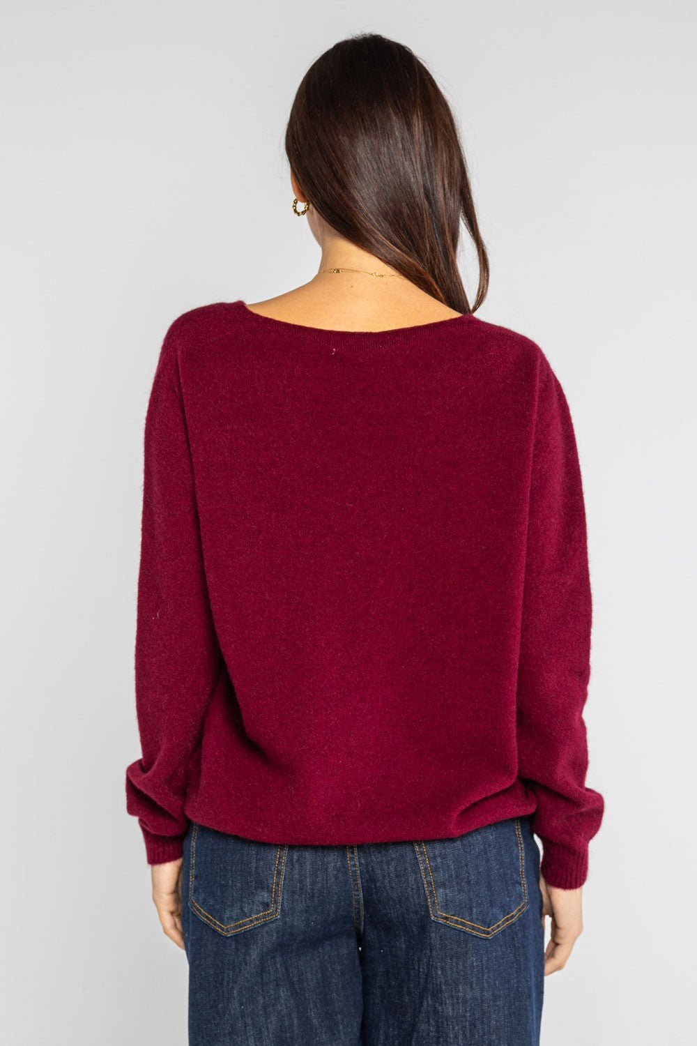 Lokita - pullover scollo a v 1253 lok0910 burgundy