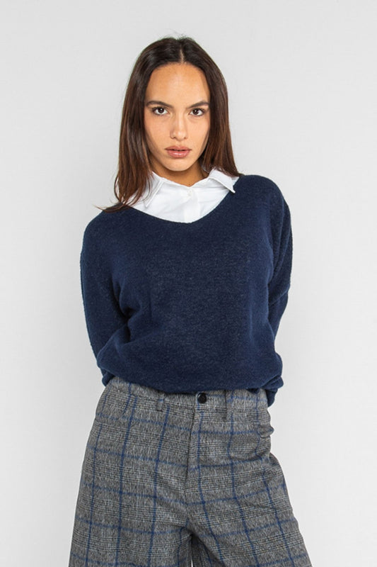 Lokita - pullover scollo a v 1253 lok0910 blu