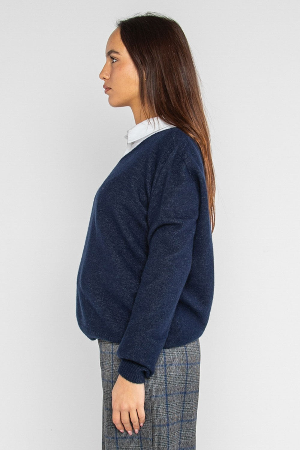 Lokita - pullover scollo a v 1253 lok0910 blu
