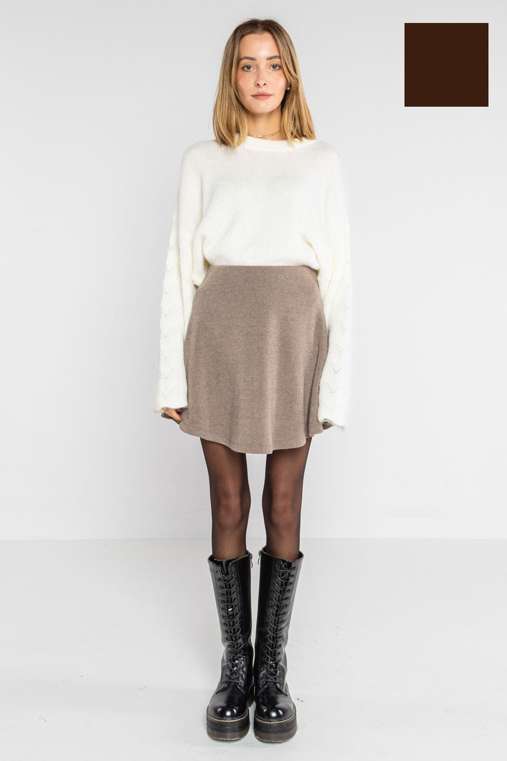 Lokita - pullover misto mohair manica traforata 1266 lok21126 chocolate