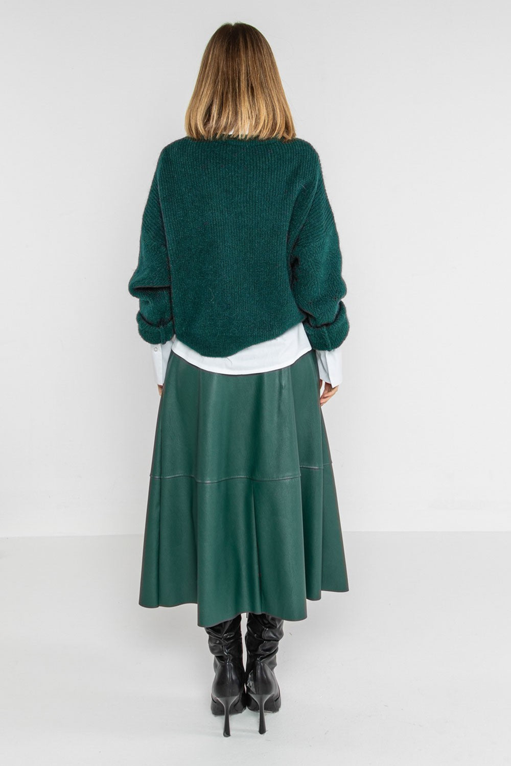 Lokita - pullover misto mohair manica traforata 1266 lok21126 verde bottiglia