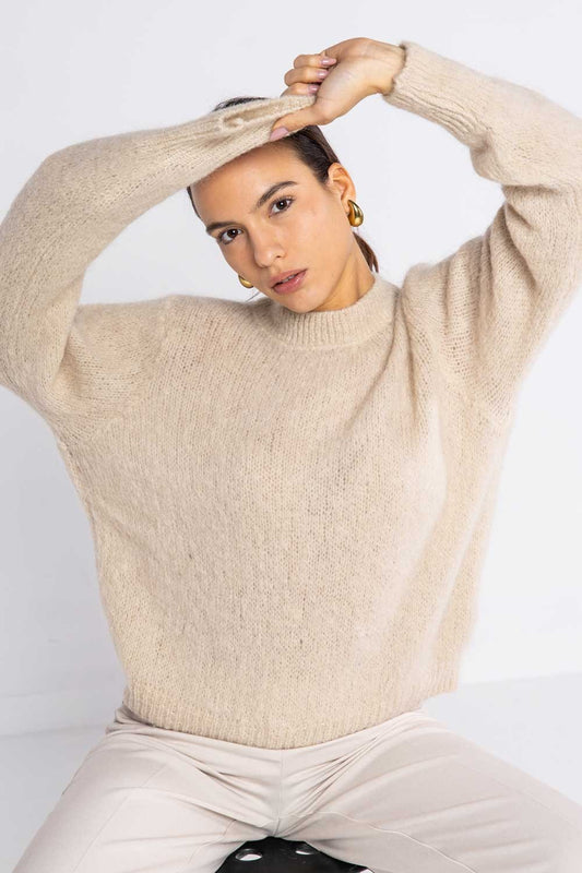 Lokita - girocollo in maglia misto mohair 1164 lok5083 sabbia
