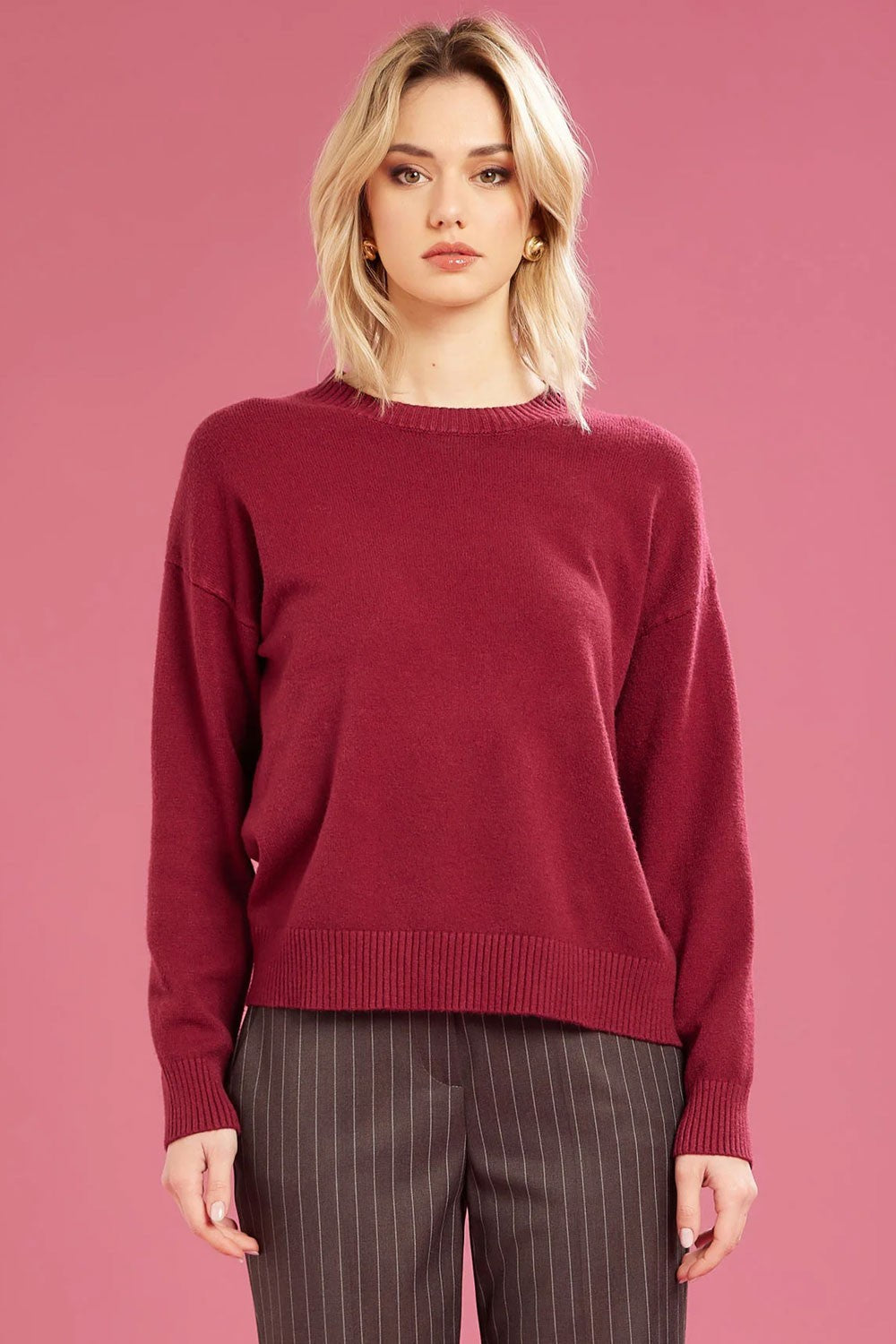 Fresh flower - maglia girocollo  ff612 borgogna