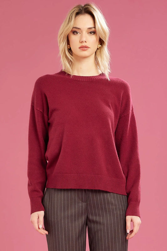 Fresh flower - maglia girocollo  ff612 borgogna