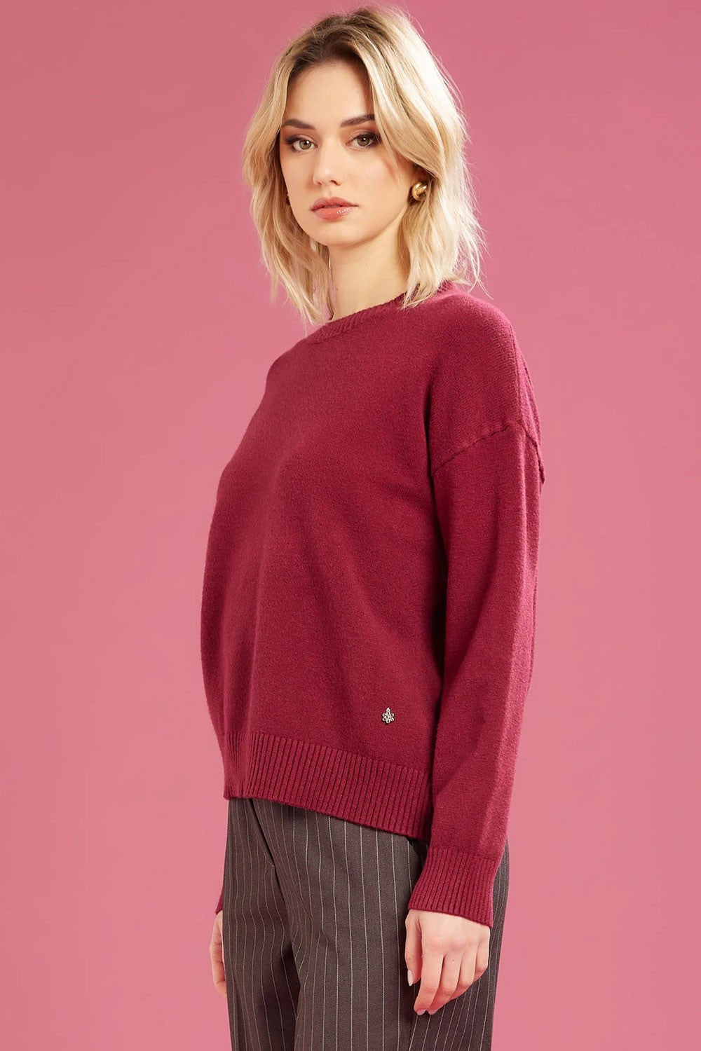 Fresh flower - maglia girocollo  ff612 borgogna