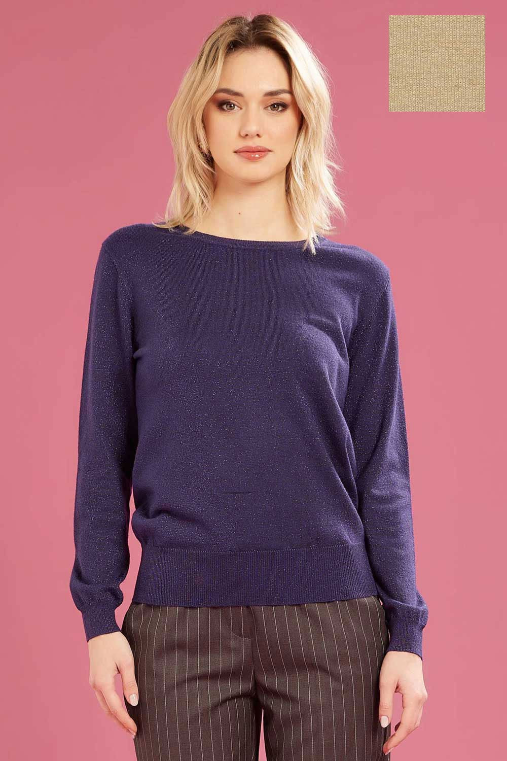 Fresh flower - maglia girocollo lurex ff622 naturale