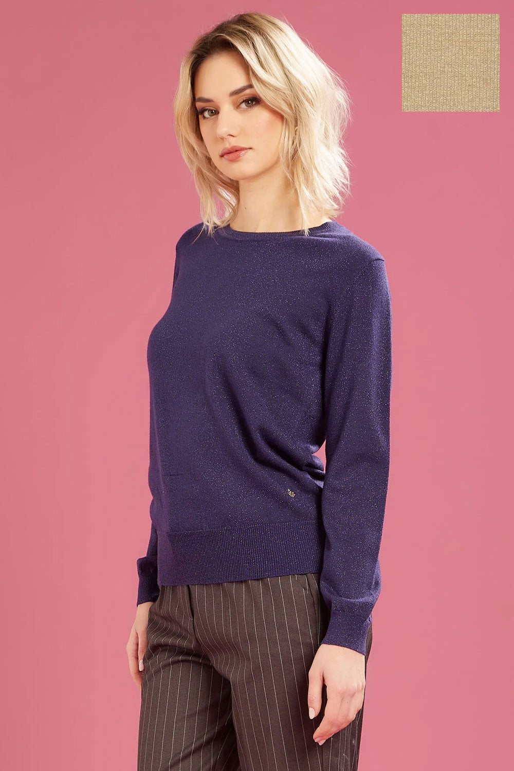 Fresh flower - maglia girocollo lurex ff622 naturale