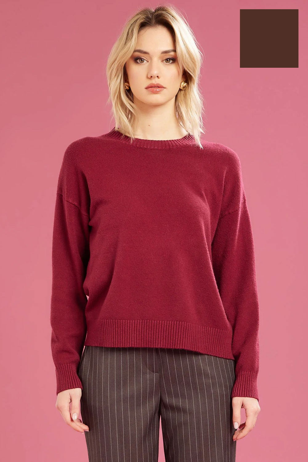 Fresh flower - maglia girocollo  ff612 cioccolato