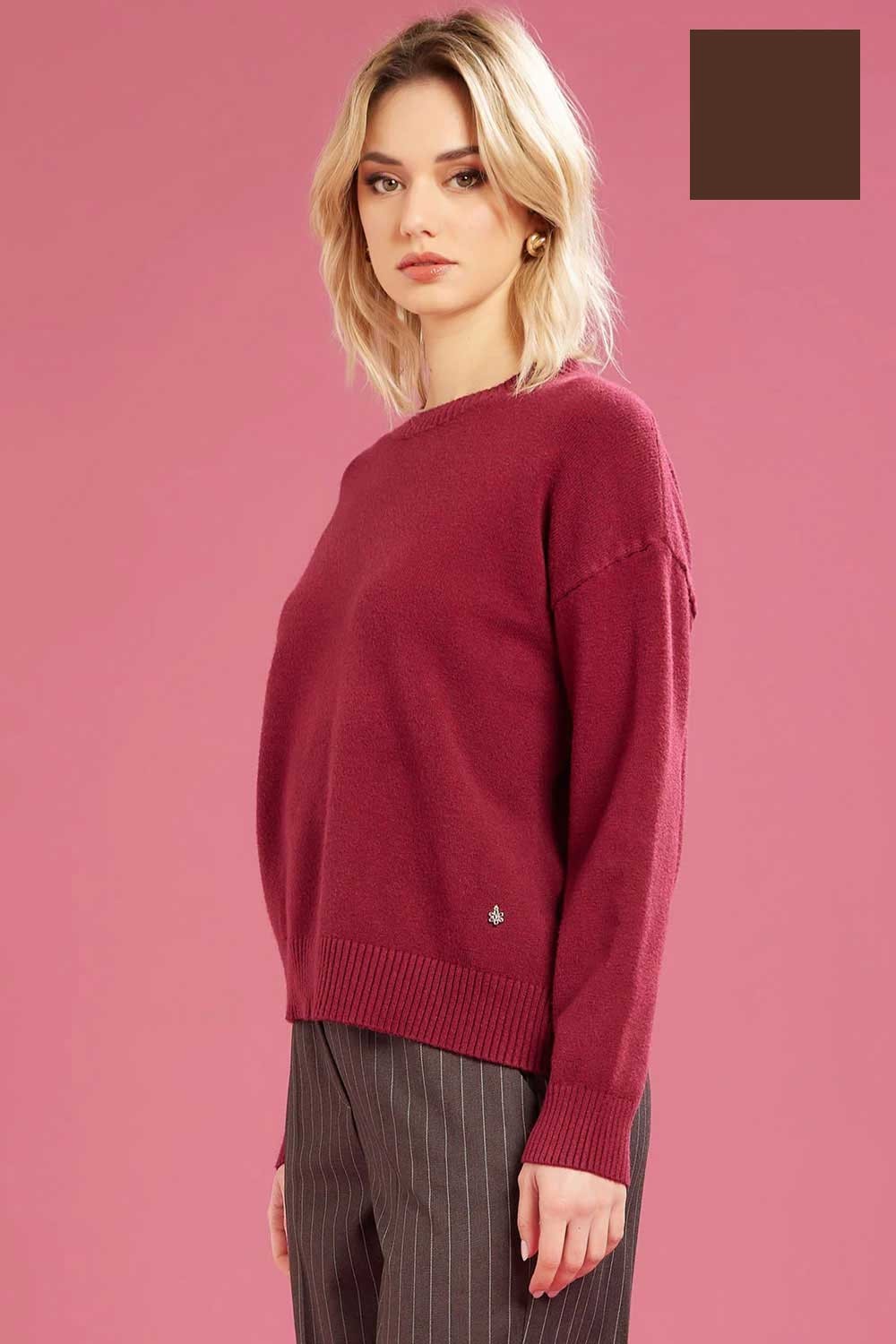 Fresh flower - maglia girocollo  ff612 cioccolato