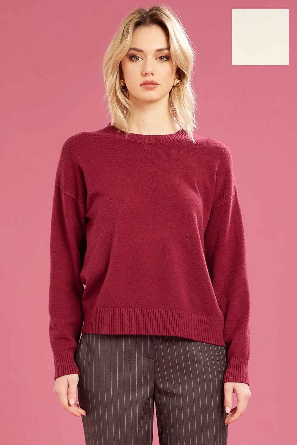 Fresh flower - maglia girocollo  ff612 panna