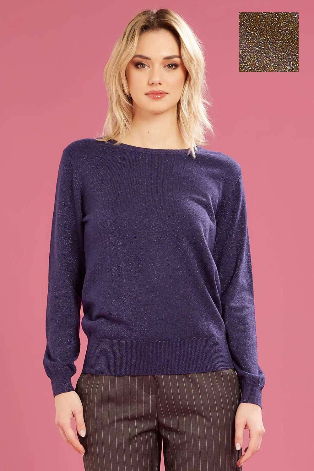 Fresh flower - maglia girocollo lurex ff622 tortora