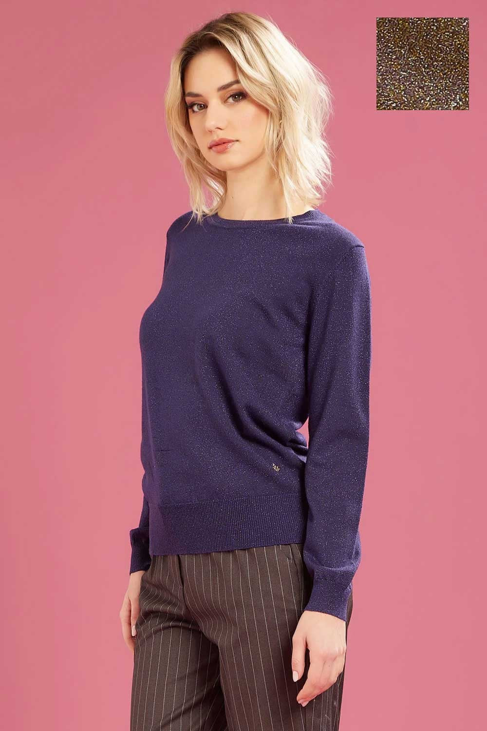 Fresh flower - maglia girocollo lurex ff622 tortora